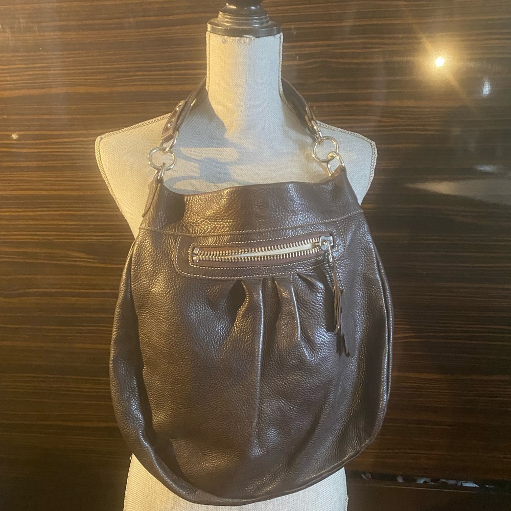 Roots Brown Leather Olivia Shoulder Bag